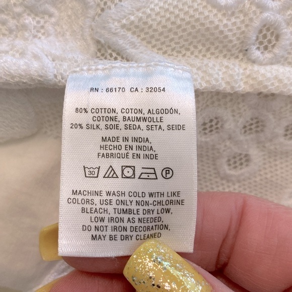 Maeve woman’s white beaded sequins, cotton, silk blend blouse, 3/4 sleeve sz 2 - Picture 10 of 13